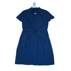 Talbots Navy Blue Eyelet Lace Shirt Pencil Dress-Lined-12P